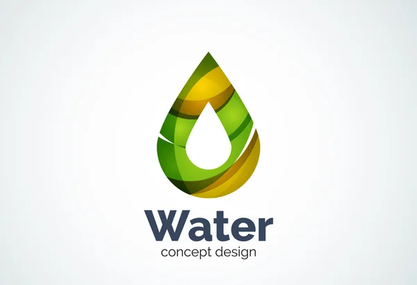 Abstracte business bedrijf waterdruppel logo sjabloon, behoud milieu natuur concept — Stockvector