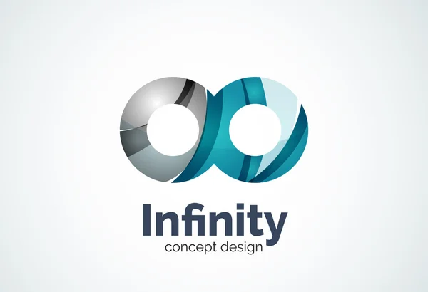 İş şirket Infinity logo şablonu, döngüler veya örtüşen eğrisi elemanları ve dalgalar ile oluşturulan sekiz sayı kavramı - geometrik en az stil. Kurumsal kimlik amblemi — Stok Vektör