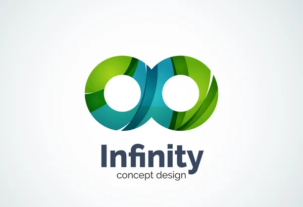 Abstract business company infinity logo template, loops or eight number concept - geometric minimal style, created with overlapping curve elements and waves. Corporate identity emblem — Stock Vector