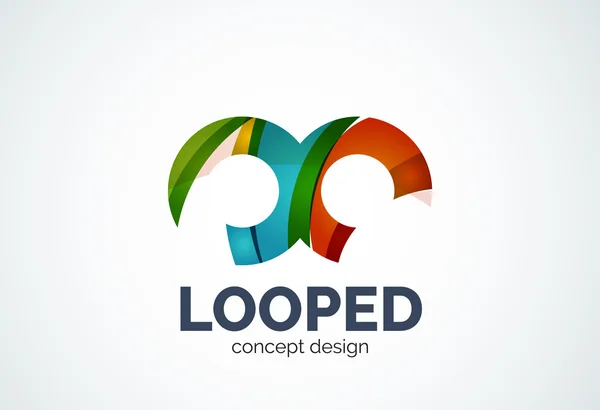 Logo templat, loop, atau konsep delapan nomor perusahaan bisnis abstrak - gaya minimal geometris, dibuat dengan elemen dan gelombang kurva yang tumpang tindih. Lambang identitas perusahaan - Stok Vektor