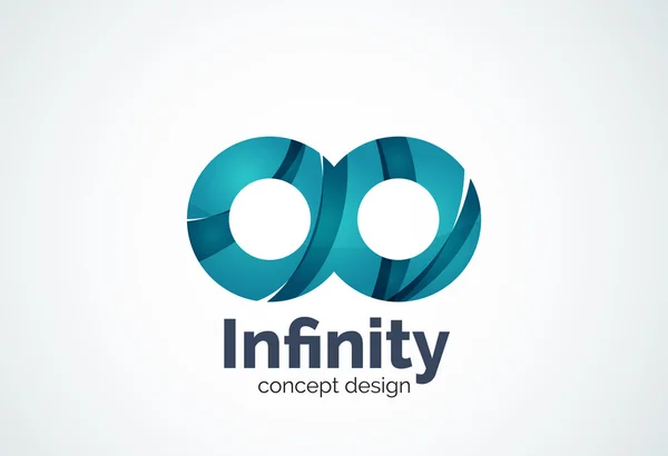 Abstract business company infinity logo template, loops or eight number concept - geometric minimal style, created with overlapping curve elements and waves. Corporate identity emblem — Stock Vector