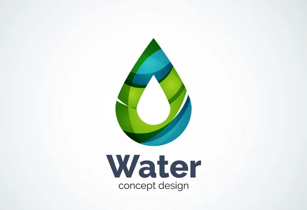 Modèle abstrait de logo de goutte d'eau d'entreprise commerciale, concept de nature environnementale de conservation — Image vectorielle