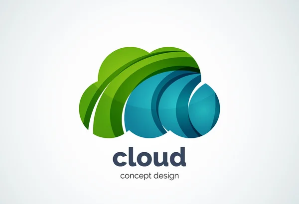 Modello di logo cloud, archiviazione remota del disco rigido o concetto meteo — Vettoriale Stock