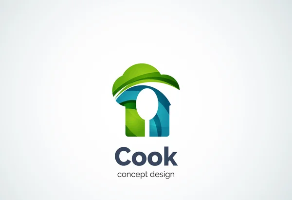 Sombrero de cocina con plantilla de logotipo cuchara, cocina concepto — Archivo Imágenes Vectoriales