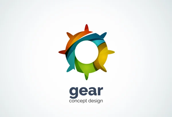 Gear logo template, hi-tech digital technology working and engineering concept — Stock Vector