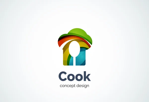 Chapéu de cozinhar com modelo de logotipo colher, cozinhar conceito de cozinha — Vetor de Stock