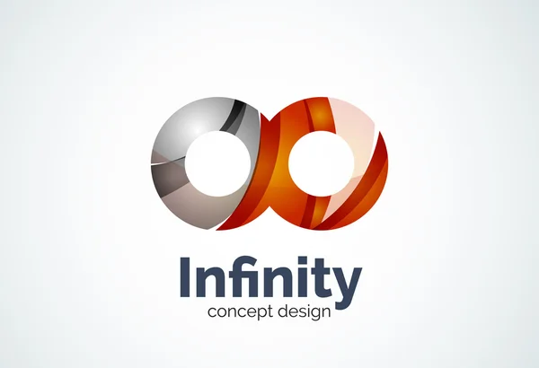 Abstract business company infinity logo template, loops or eight number concept - geometric minimal style, created with overlapping curve elements and waves. Corporate identity emblem — Stock Vector