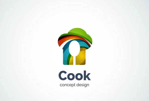 Chapéu de cozinhar com modelo de logotipo colher, cozinhar conceito de cozinha — Vetor de Stock