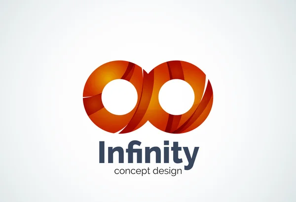 İş şirket Infinity logo şablonu, döngüler veya örtüşen eğrisi elemanları ve dalgalar ile oluşturulan sekiz sayı kavramı - geometrik en az stil. Kurumsal kimlik amblemi — Stok Vektör