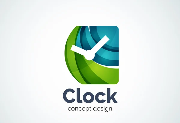 Plantilla de logotipo de reloj, concepto de negocio de gestión de tiempo — Vector de stock