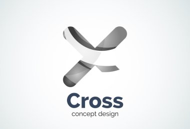 X cross logo template, rotated plus, medical or letter concept clipart