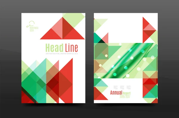 Kleurrijke geometrie ontwerp jaarlijkse verslag a4 dekking brochure sjabloon lay-out, tijdschrift, flyer of brochure boekje — Stockvector