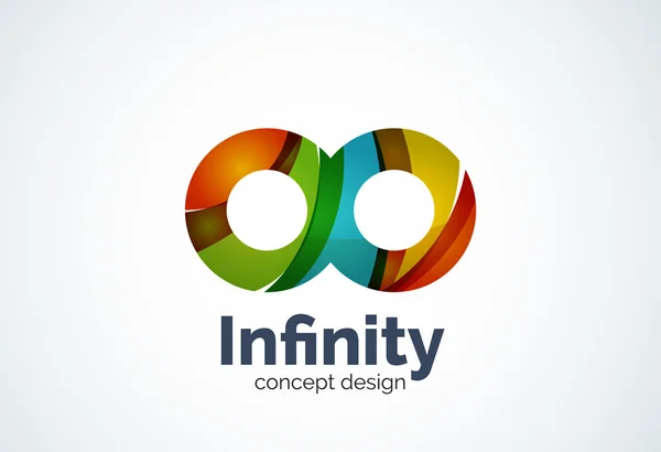 Abstract business company infinity logo template, loops or eight number concept - geometric minimal style, created with overlapping curve elements and waves. Corporate identity emblem — Stock Vector