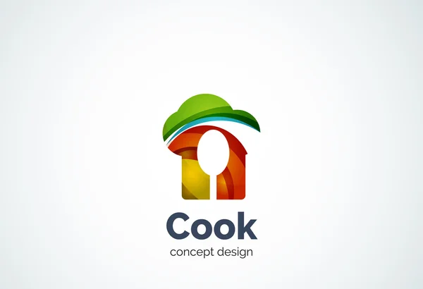 Sombrero de cocina con plantilla de logotipo cuchara, cocina concepto — Vector de stock