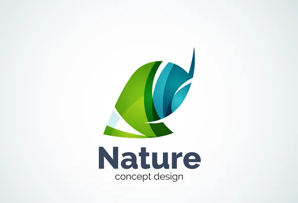 Modello astratto del logo della foglia aziendale, concetto verde — Vettoriale Stock