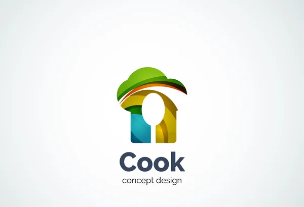 Sombrero de cocina con plantilla de logotipo cuchara, cocina concepto — Vector de stock