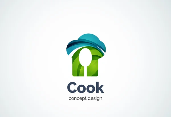 Sombrero de cocina con plantilla de logotipo cuchara, cocina concepto — Archivo Imágenes Vectoriales