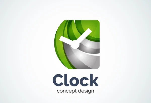 Plantilla de logotipo de reloj, concepto de negocio de gestión de tiempo — Vector de stock