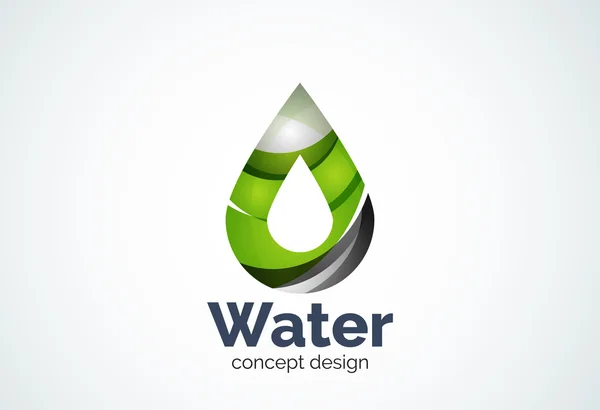 Abstracte business bedrijf waterdruppel logo sjabloon, behoud milieu natuur concept — Stockvector