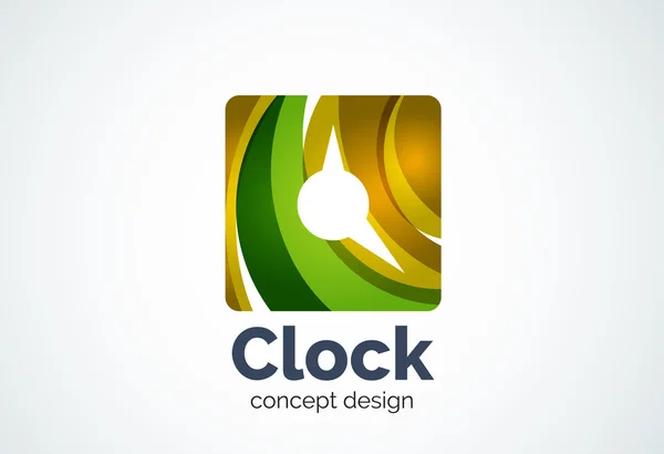 Plantilla de logotipo de reloj, concepto de negocio de gestión de tiempo — Vector de stock