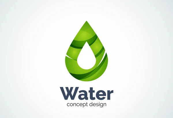 Modèle abstrait de logo de goutte d'eau d'entreprise commerciale, concept de nature environnementale de conservation — Image vectorielle