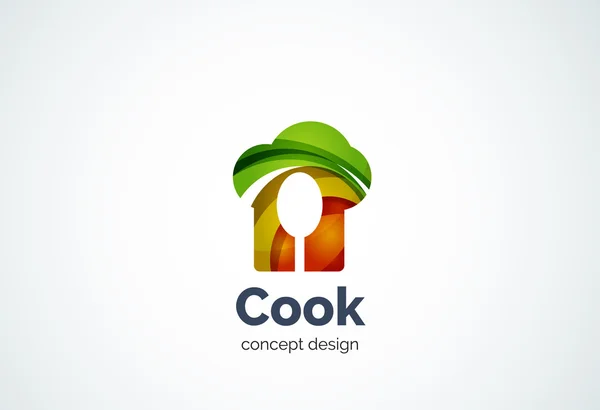 Chapéu de cozinhar com modelo de logotipo colher, cozinhar conceito de cozinha — Vetor de Stock