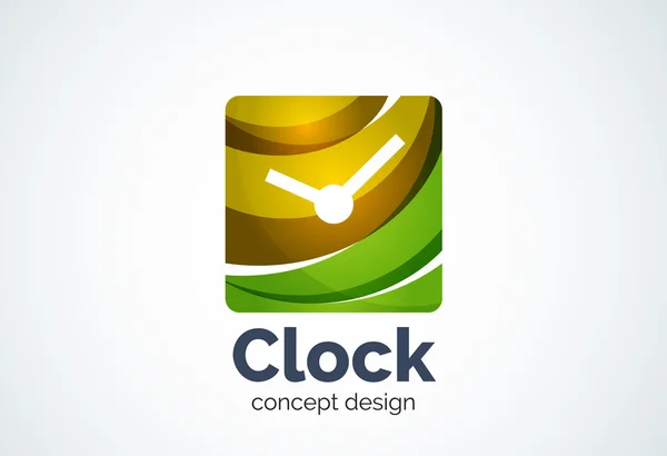 Plantilla de logotipo de reloj, concepto de negocio de gestión de tiempo — Vector de stock