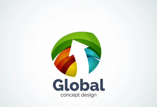 Globo con plantilla de logotipo de flecha — Vector de stock