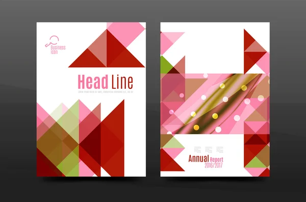 Diseño de geometría colorida informe anual a4 cubierta diseño de plantilla de folleto, revista, folleto o folleto — Vector de stock