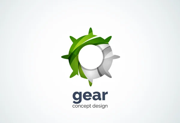 Gear logo template, hi-tech digital technology working and engineering concept — Stock Vector