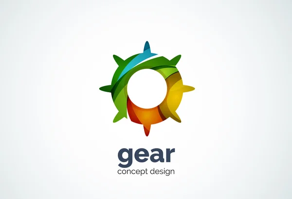 Gear logo template, hi-tech digital technology working and engineering concept — Stock Vector