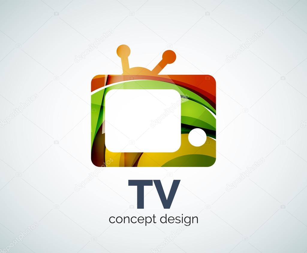 TV logo template, abstract elegant glossy business icon