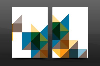 Renkli geometri tasarım yıllık raporu a4 kapak broşür şablonu düzeni, dergi, el ilanı ya da broşür kitapçık