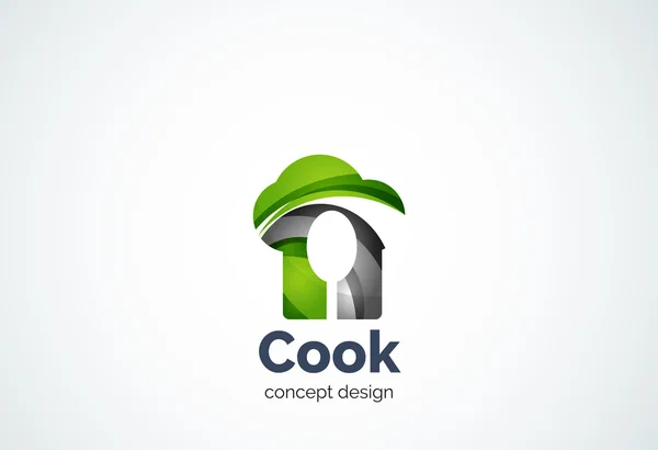 Шаблон логотипу для приготування їжі з ложкою, концепція кухні — стоковий вектор