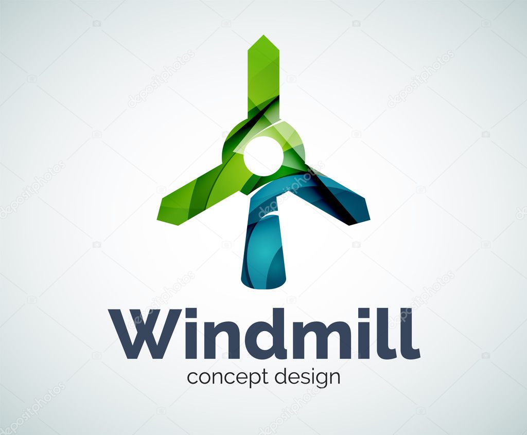 Windmill logo template, abstract elegant glossy business icon