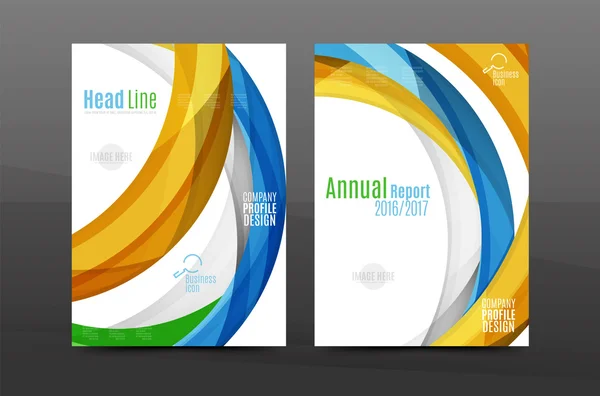 Modèle de couverture de rapport annuel de conception tourbillon coloré — Image vectorielle