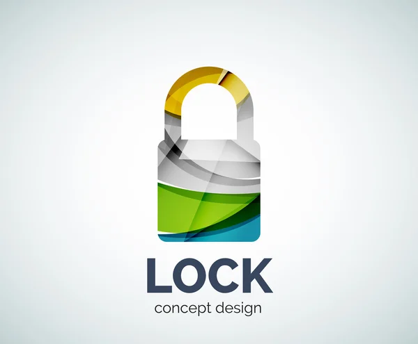 Lock logo business branding icon, created with color overlapping elements — Stock Vector