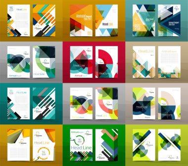 Set of A4 size annual report brochure covers clipart