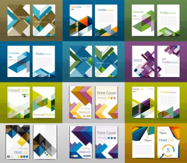 Set of A4 size annual report brochure covers clipart