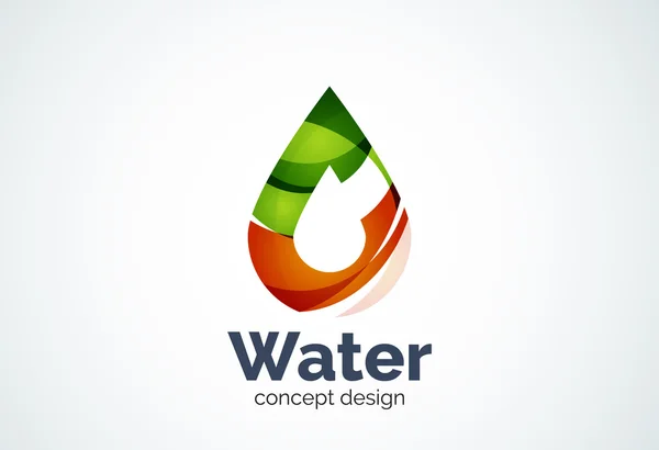 Empresa de negocios abstracta plantilla de logotipo de gota de agua, concepto de conservación de la naturaleza ambiental — Vector de stock