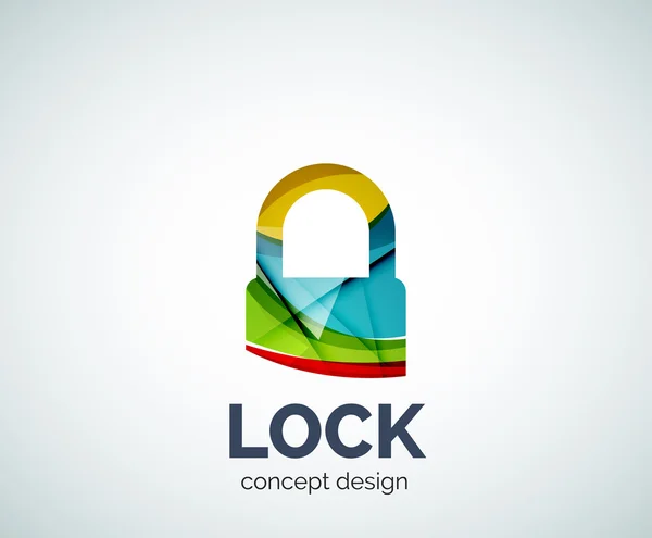 Uzamknout logo firmy ikona, vytvořené s barvou překrývající se prvky značky — Stockový vektor