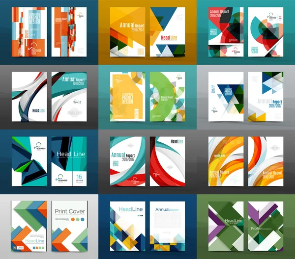 Set of A4 size annual report brochure covers — Stock Vector
