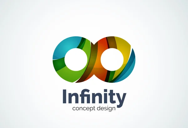 Abstract business company infinity logo template, loops or eight number concept - geometric minimal style, created with overlapping curve elements and waves. Corporate identity emblem — Stock Vector