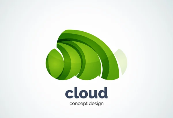 Plantilla de logotipo en la nube, almacenamiento en disco duro remoto o concepto meteorológico — Archivo Imágenes Vectoriales