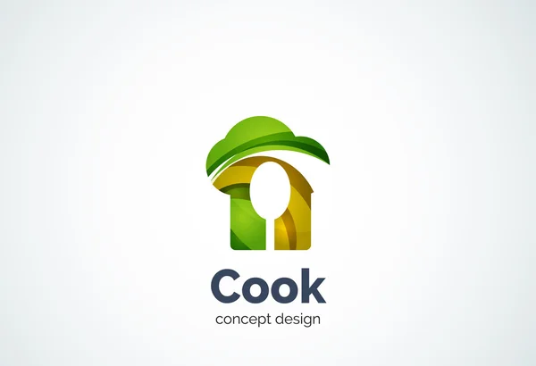 Шаблон логотипу для приготування їжі з ложкою, концепція кухні — стоковий вектор