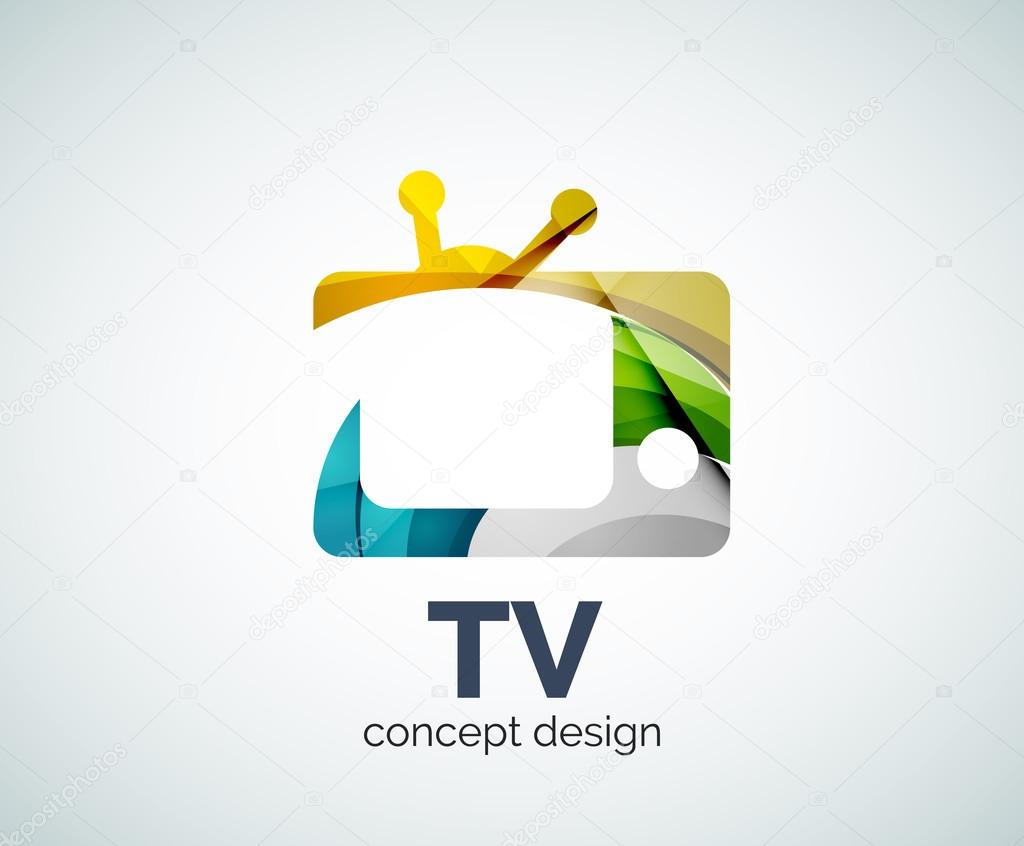 TV logo template, abstract elegant glossy business icon