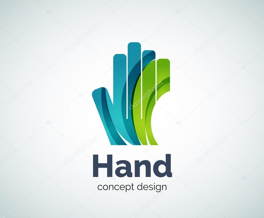 Hand logo template, abstract geometric glossy business icon