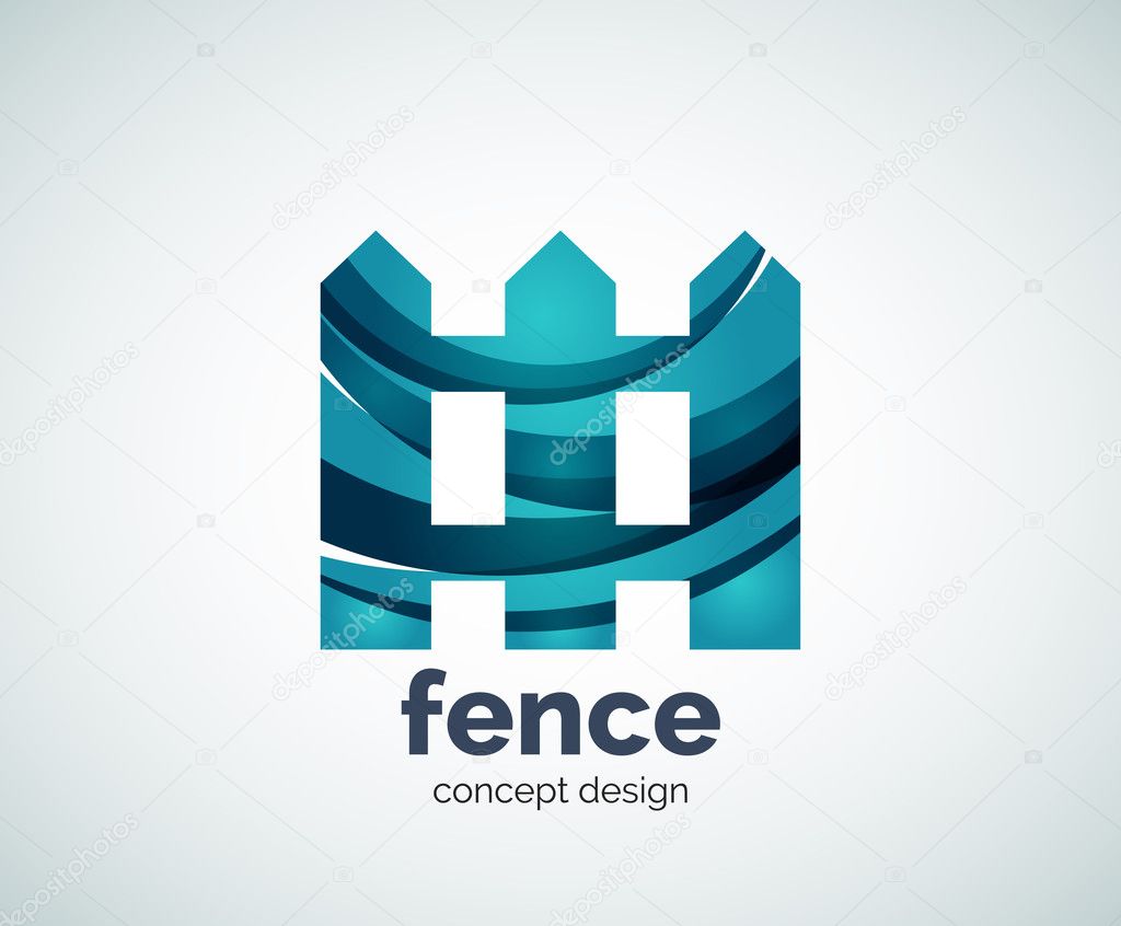 Vector house fence logo template, abstract business icon
