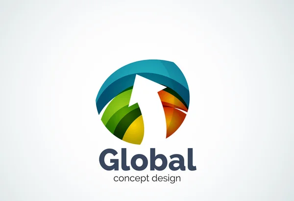 Globe avec modèle de logo flèche — Image vectorielle