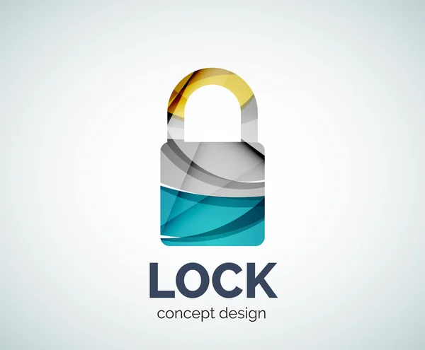 Icono de marca de negocio de logotipo de bloqueo, creado con elementos superpuestos de color — Archivo Imágenes Vectoriales